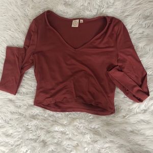 red long sleeve v neck